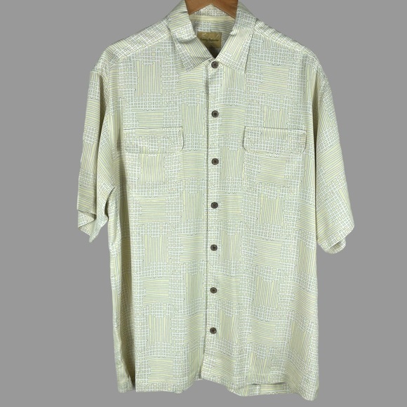 Tommy Bahama 100% Slk Retro Geometric Print Short Sleeve Camp Shirt Size Large - Picture 2 of 14
